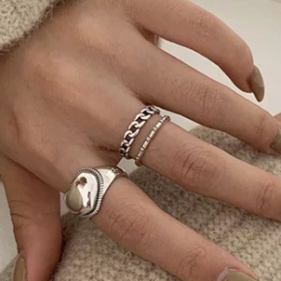 ⛓♾Minimalist ring chain ring sterling silver ring - Picture 3 of 3